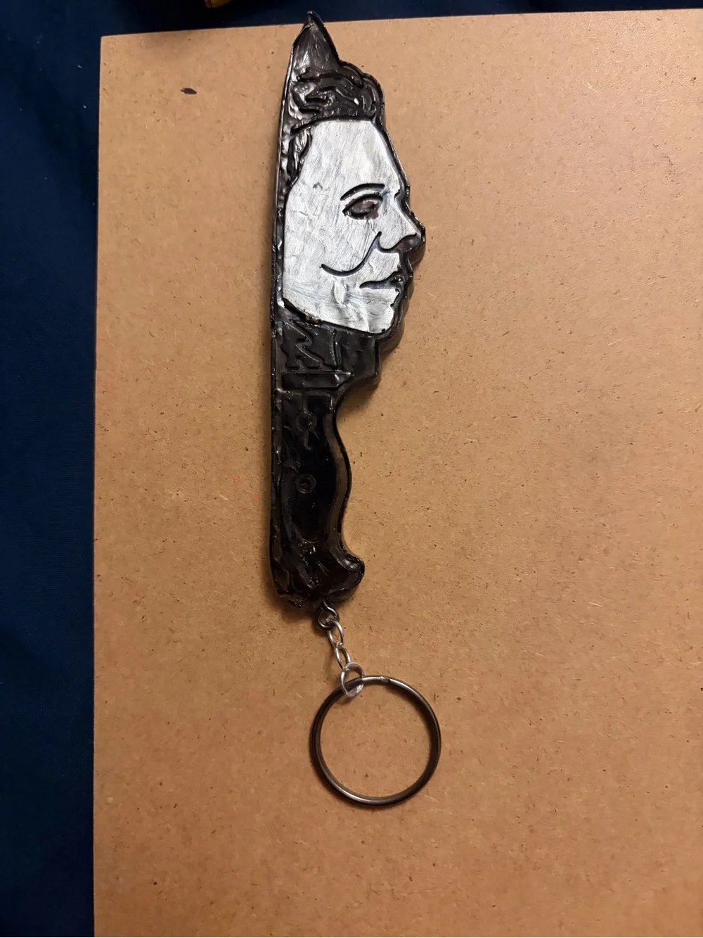 Handmade Face Keychain Knife Charm in Black and Silver Michael Myers’s